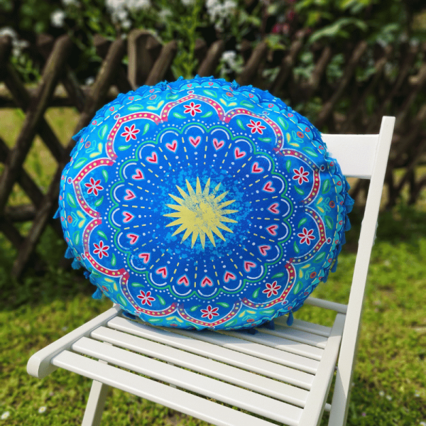 Rundes Kissen Mandala Blume groß 50cm